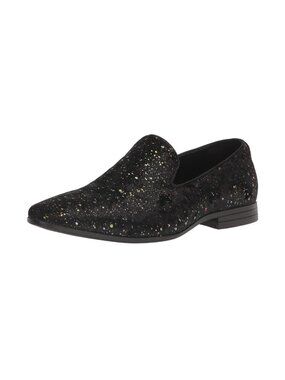 New Stacy Adams Stellar Black Glitter Slip-On Loafers Men’s